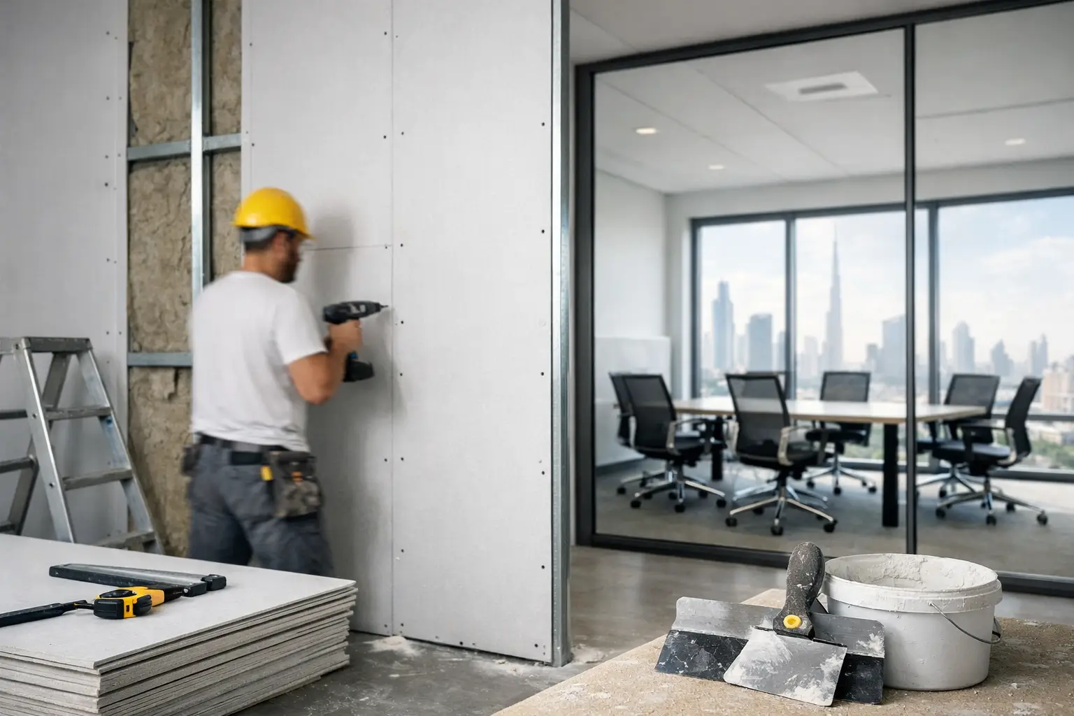 Gypsum Partition or Drywall for Dubai Offices